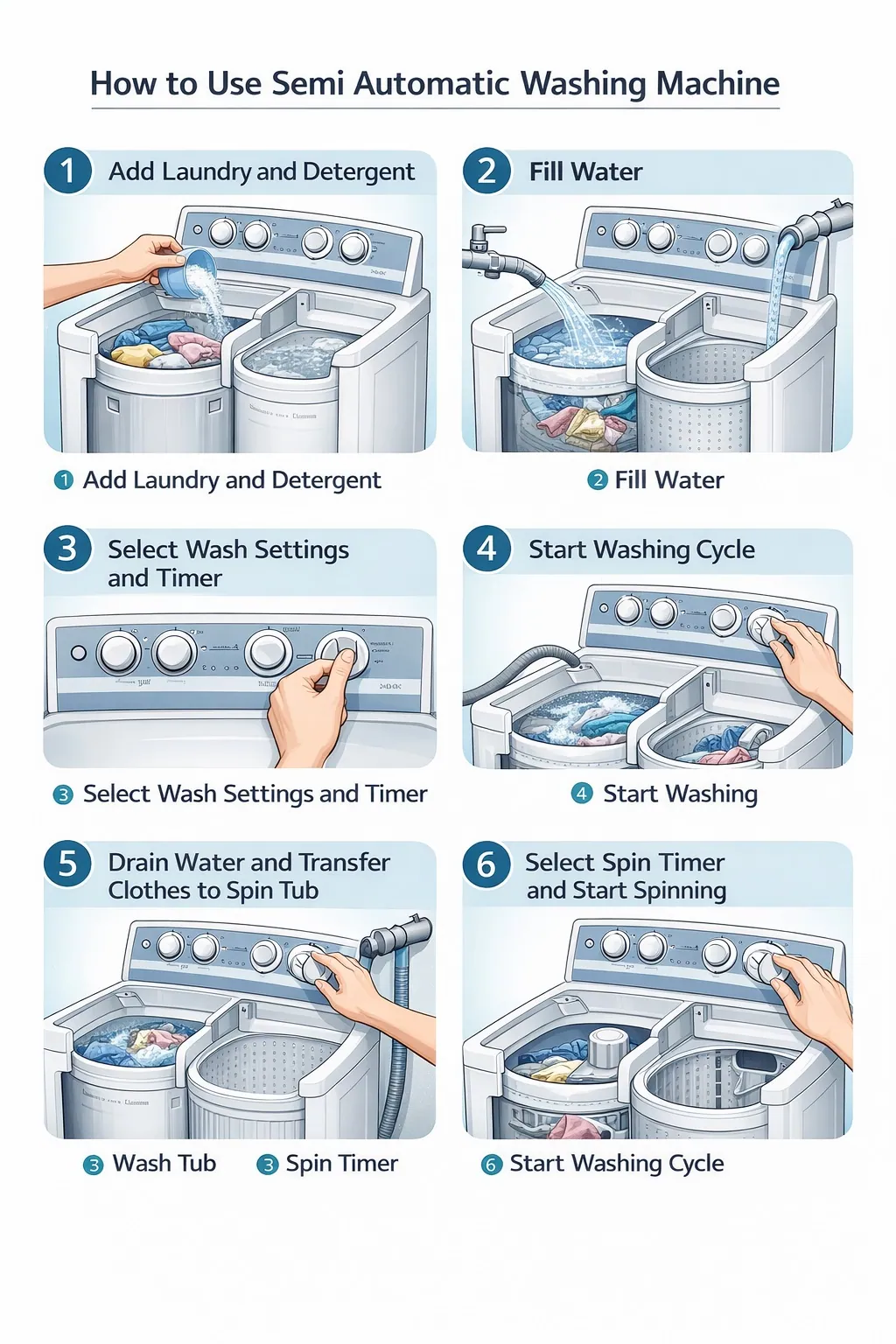 How to Use Semi Automatic Washing Machine